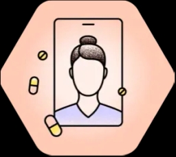 profile of a person with some pills around it