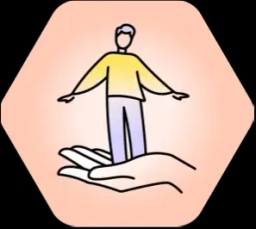 person standing on a big hand