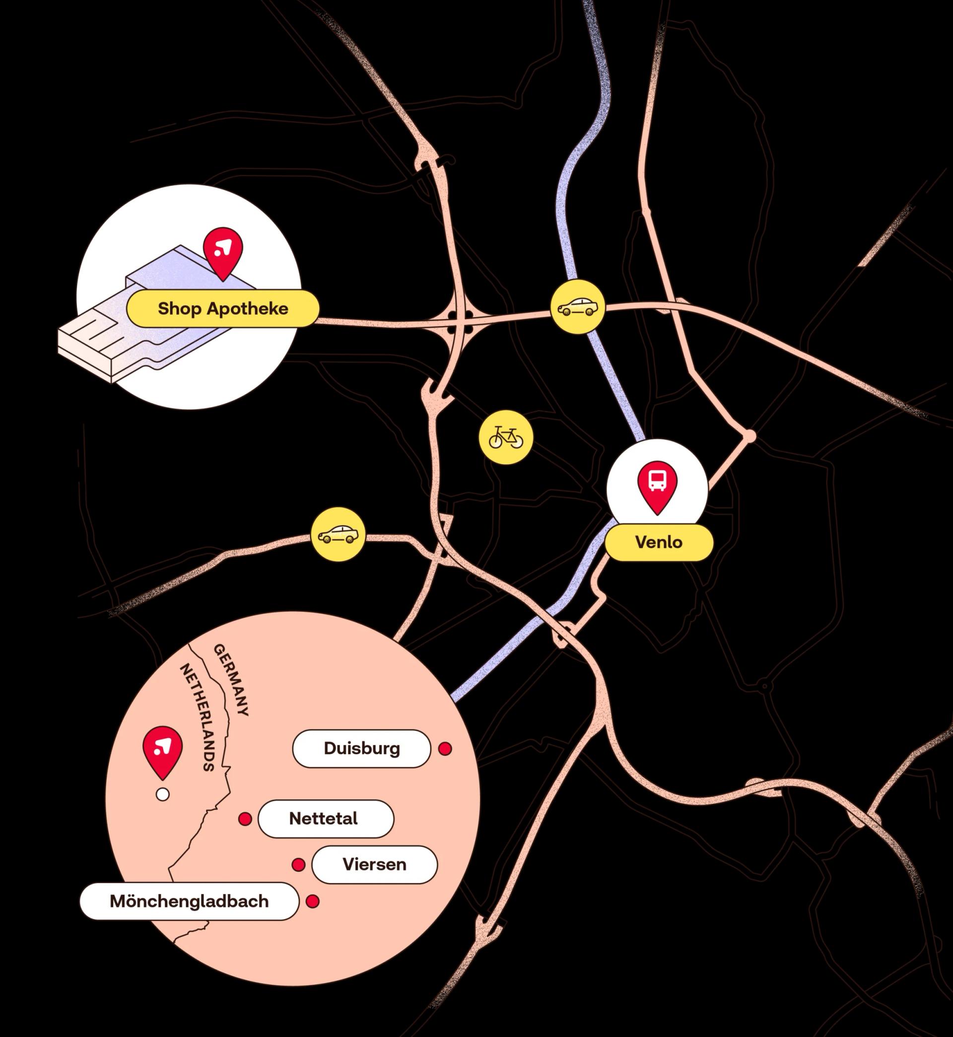 map of Venlo roads